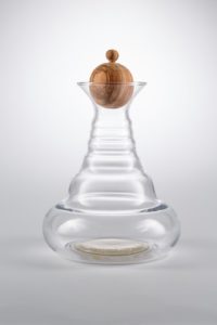 Carafe Alladin dynamisante à fleur de vie, conception avec nombre d'or bouchon en olivier